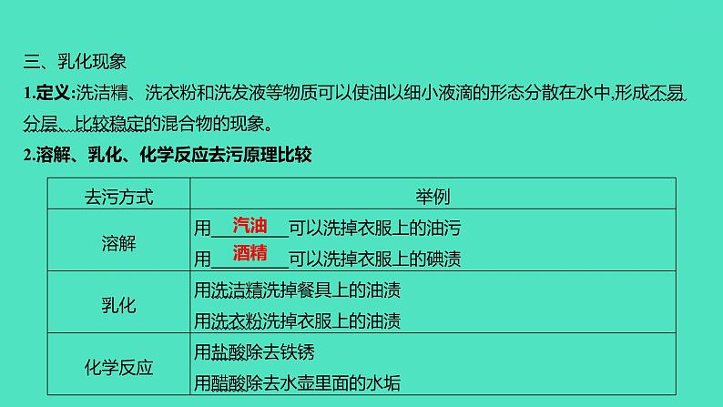 2024山东中考复习 人教版化学 基础知识复习 第三部分　第6讲　常见的溶液 课件06