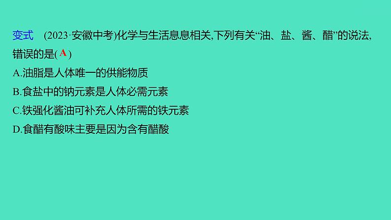 2024山东中考复习 人教版化学 考点研究 第四部分　化学物质与生活 课件05