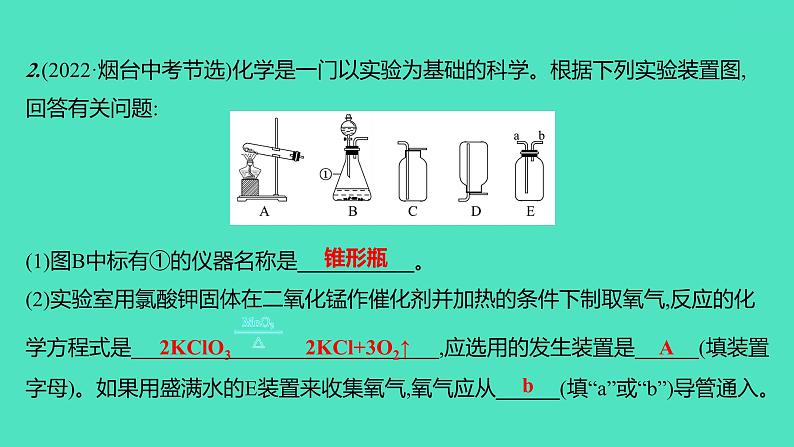 2024山东中考复习 人教版化学 考点研究 实验1　氧气的实验室制取与性质 课件02