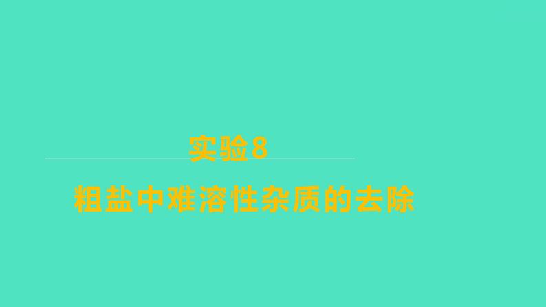 2024山东中考复习 人教版化学 考点研究 实验8　粗盐中难溶性杂质的去除 课件第1页