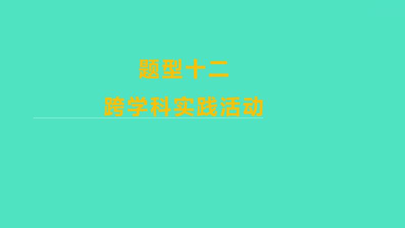 2024山东中考复习 人教版化学 题型突破 题型十二　跨学科实践活动 课件01