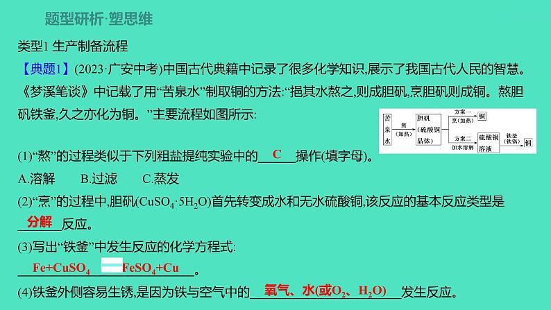 2024山东中考复习 人教版化学 题型突破 题型四　工艺流程题 课件02