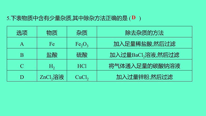 2024贵州中考一轮复习 人教版化学 阶段达标测试卷（三） 课件第6页