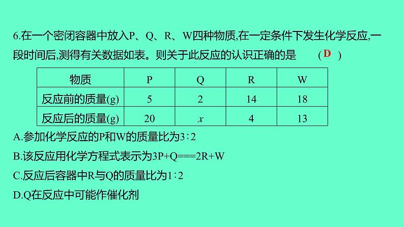 2024贵州中考一轮复习 人教版化学 阶段达标测试卷（五） 课件07