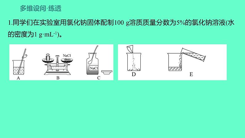 2024贵州中考一轮复习 人教版化学 教材基础复习 实验4　一定溶质质量分数的氯化钠溶液的配制 课件第6页