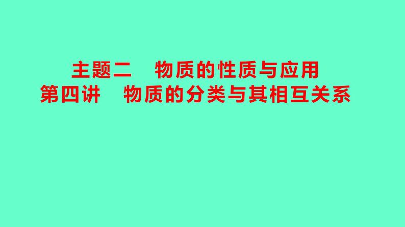 2024贵州中考一轮复习 人教版化学 教材基础复习 主题二　第四讲　物质的分类与其相互关系 课件01