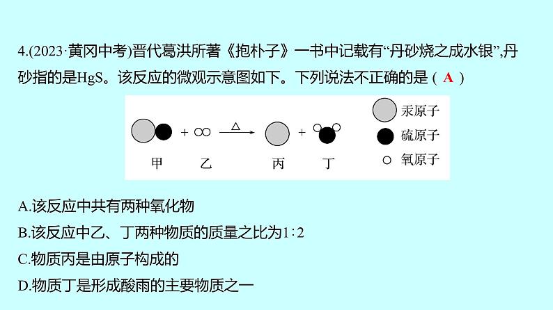 2024贵州中考复习 人教版化学 专项突破11　微观反应示意图 课件08