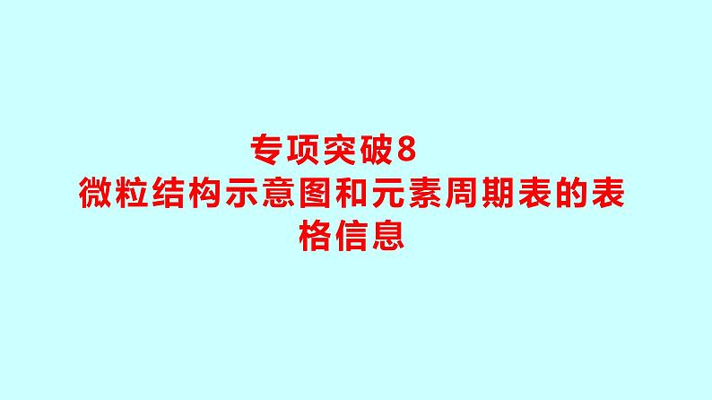 2024贵州中考复习 人教版化学 专项突破8　微粒结构示意图和元素周期表的表格信息 课件第1页