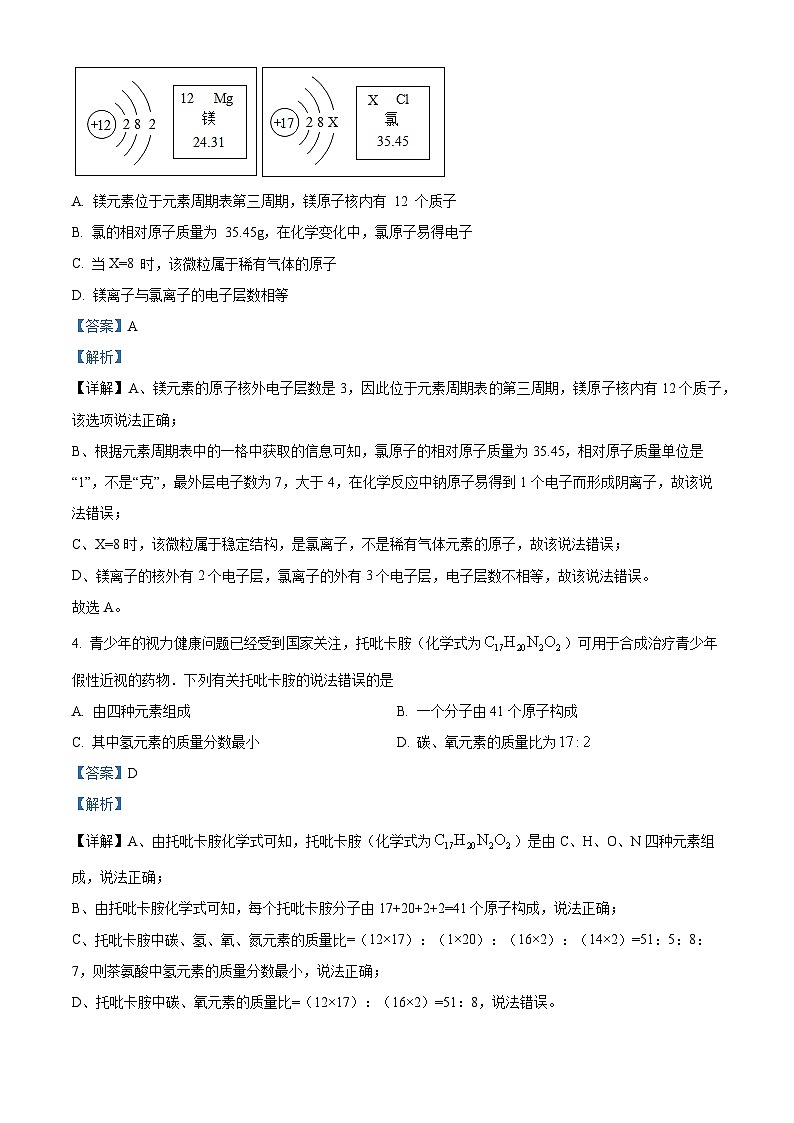 精品解析：安徽省淮北市相山区淮北二中联考2023-2024学年九年级下学期3月月考化学试题（解析版）第2页