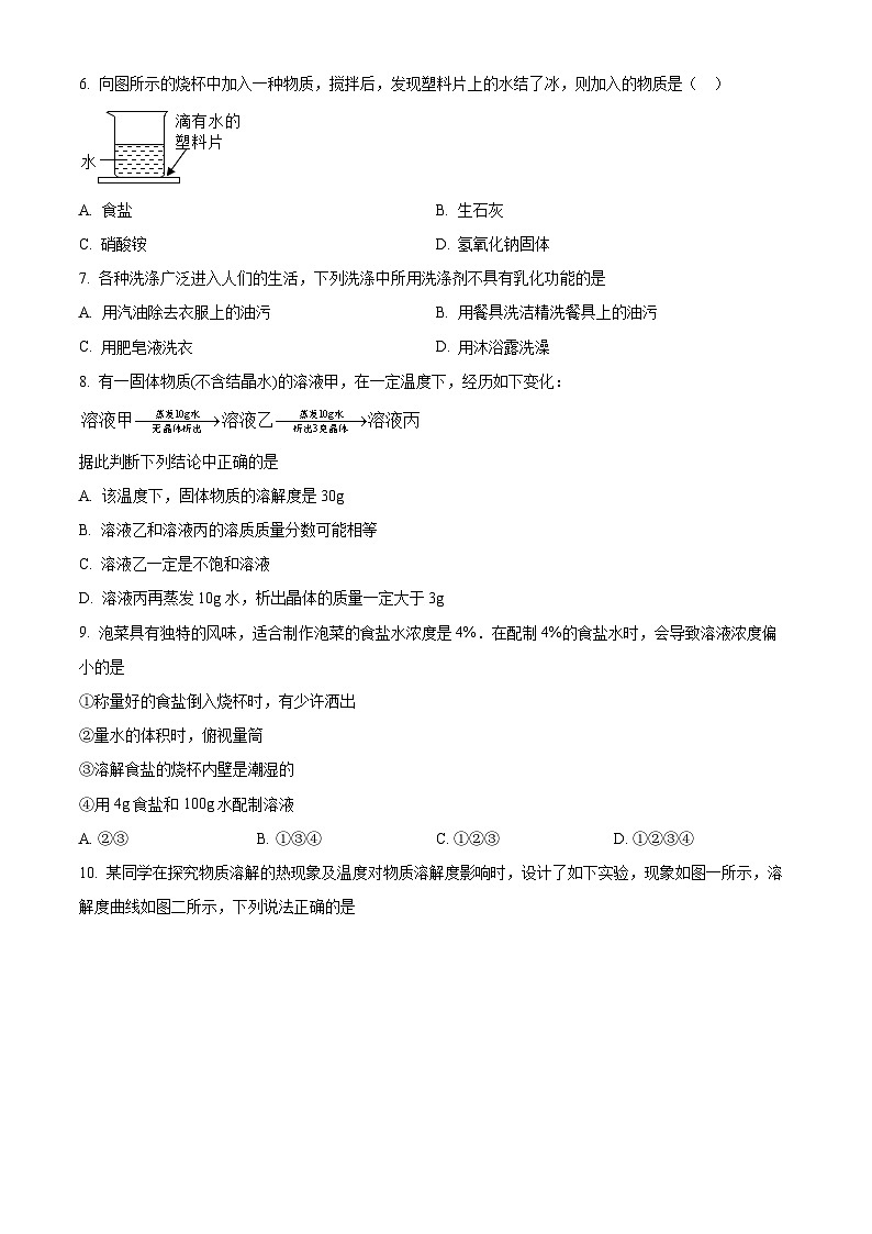 精品解析：广东省揭阳市揭东区白塔初级中学2023-2024学年九年级下学期第一次月考化学试题（原卷版）第2页