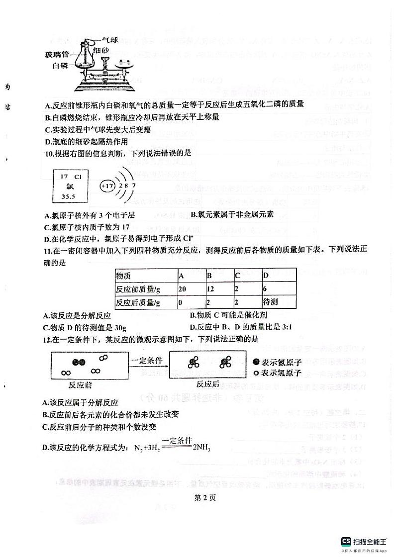 山东省临清市新华路街道办事处中学2023-2024学年九年级下学期化学开学试卷第2页