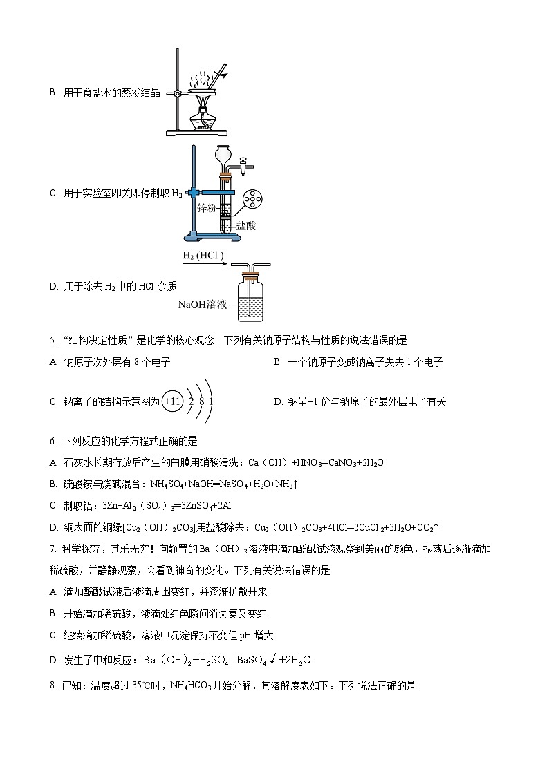 精品解析：四川省泸州市合江县少岷初中2023-2024学年九年级下学期3月月考化学试题（原卷版）第2页