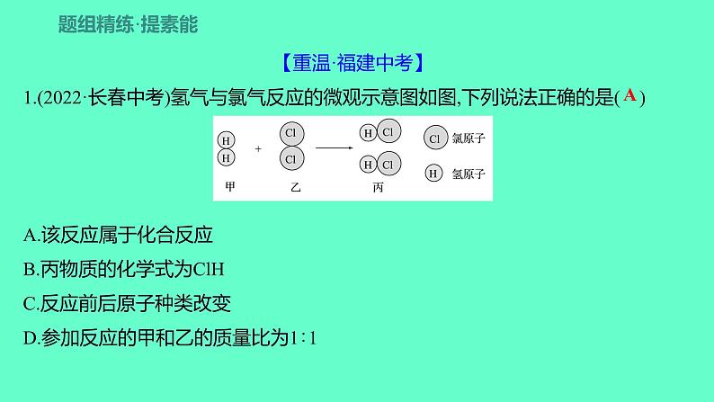 2024福建中考一轮复习 人教版化学 微专题八　微观反应示意图课件PPT第5页