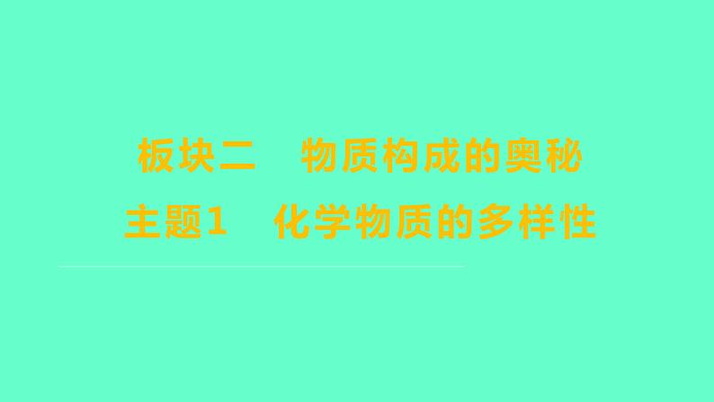 2024福建中考一轮复习 人教版化学 教材基础复习 板块二　主题1　化学物质的多样性课件PPT第1页