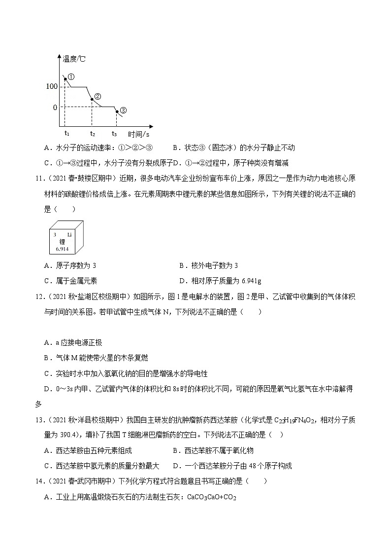 人教版九年级化学上册阶段性考试复习精选练期中考试模拟测试卷01(原卷版+解析)03