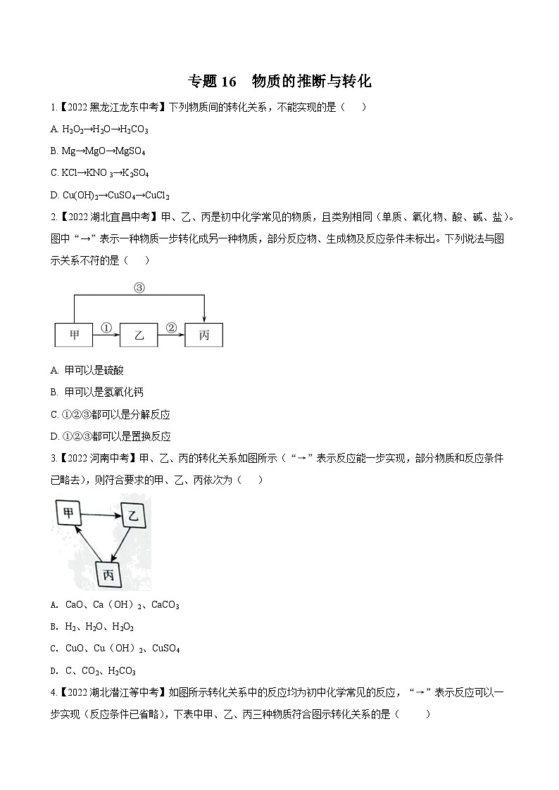中考化学真题分项汇编(全国通用)(第02期)专题16物质的推断与转化(原卷版+解析)01