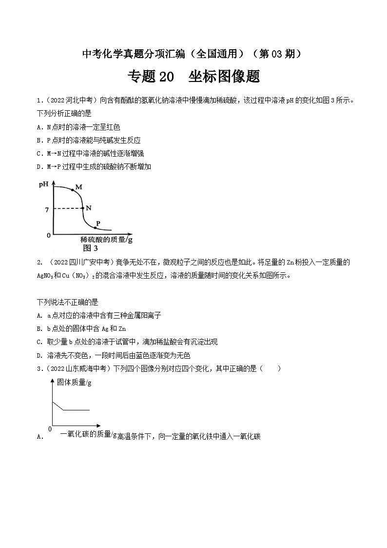 中考化学真题分项汇编(全国通用)(第03期)专题20坐标图像题(原卷版+解析)第1页