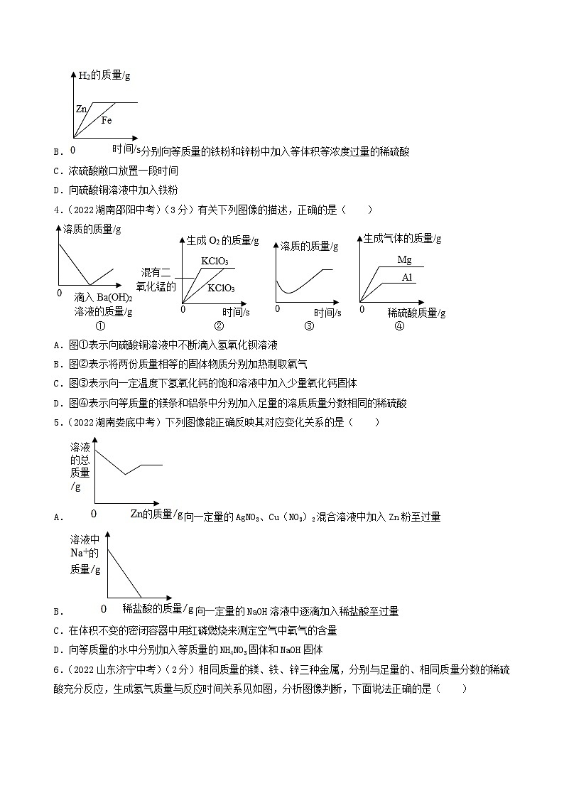 中考化学真题分项汇编(全国通用)(第03期)专题20坐标图像题(原卷版+解析)第2页