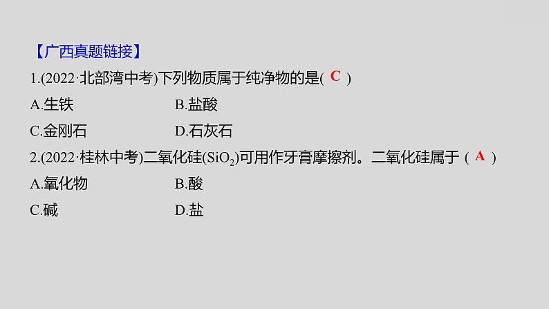 2024广西中考复习 通用版化学 教材基础复习 板块二  第1讲　物质的分类 课件04