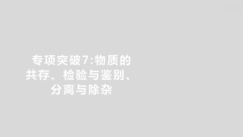 2024广西中考复习 通用版化学 教材基础复习 专项突破7：物质的共存、检验与鉴别、分离与除杂 课件01