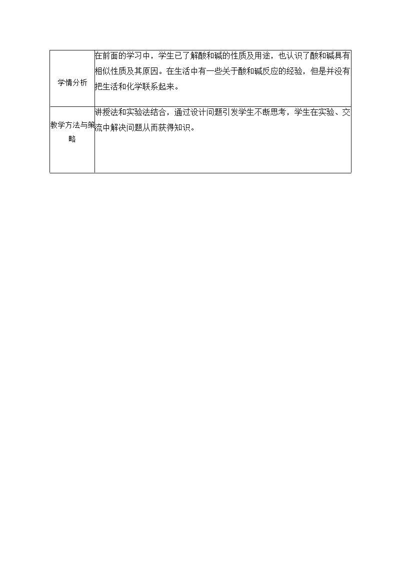 10.2酸和碱的中和反应教学设计  九年级化学人教版下册02