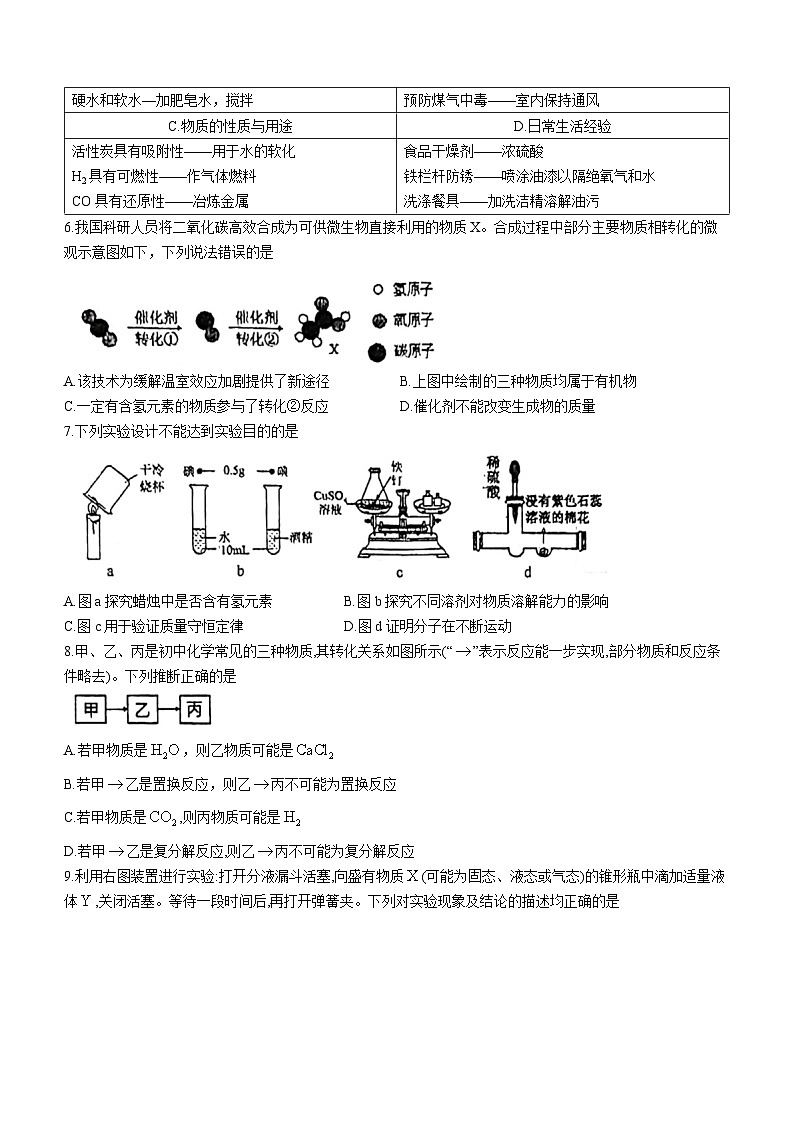 2024年陕西省西安翱翔中学第三次模拟考试化学试卷(无答案)第2页