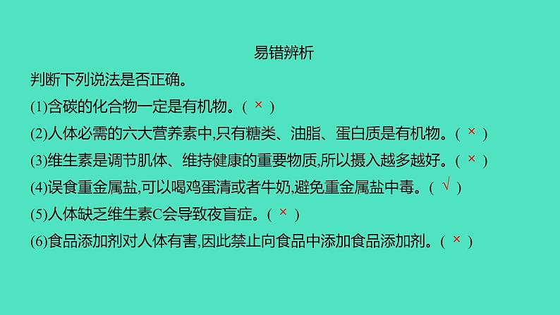 2024中考一轮复习 鲁教版化学 教材基础复习 第十单元　化学与健康 课件第4页