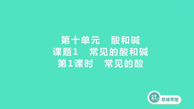 2023-2024 人教版化学 九年级下册 第十单元   课题1　第1课时　常见的酸 课件第1页