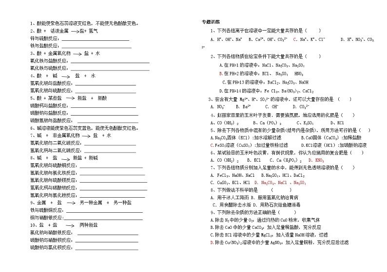 第十一单元盐、化肥讲义  九年级化学人教版下册02
