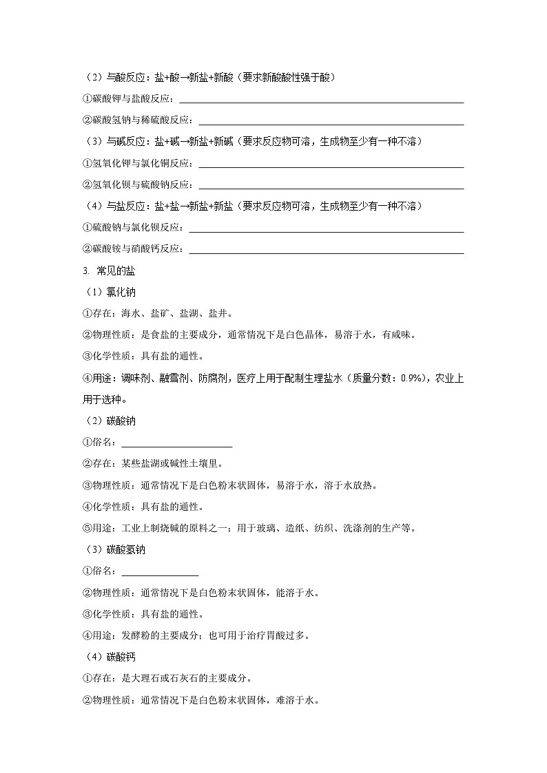 第十一单元盐类的相关性质及其应用讲义  九年级化学人教版下册02
