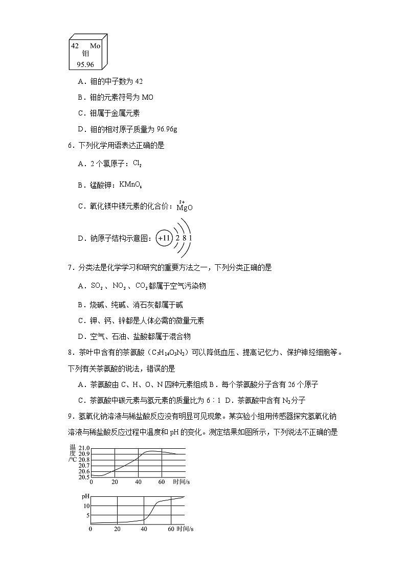 湖北省随州市教联体五校联考2024年九年级下学期一模理综试题-初中化学02