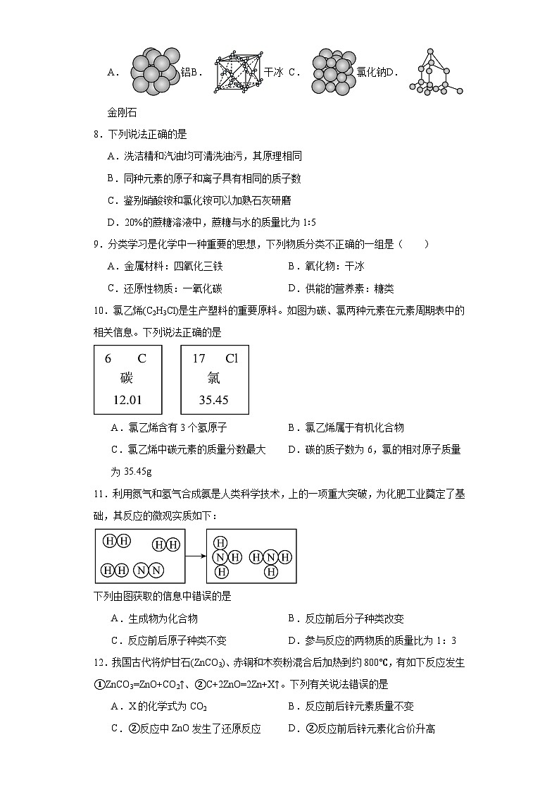2024年河南省南阳市学业水平考试化学试题02