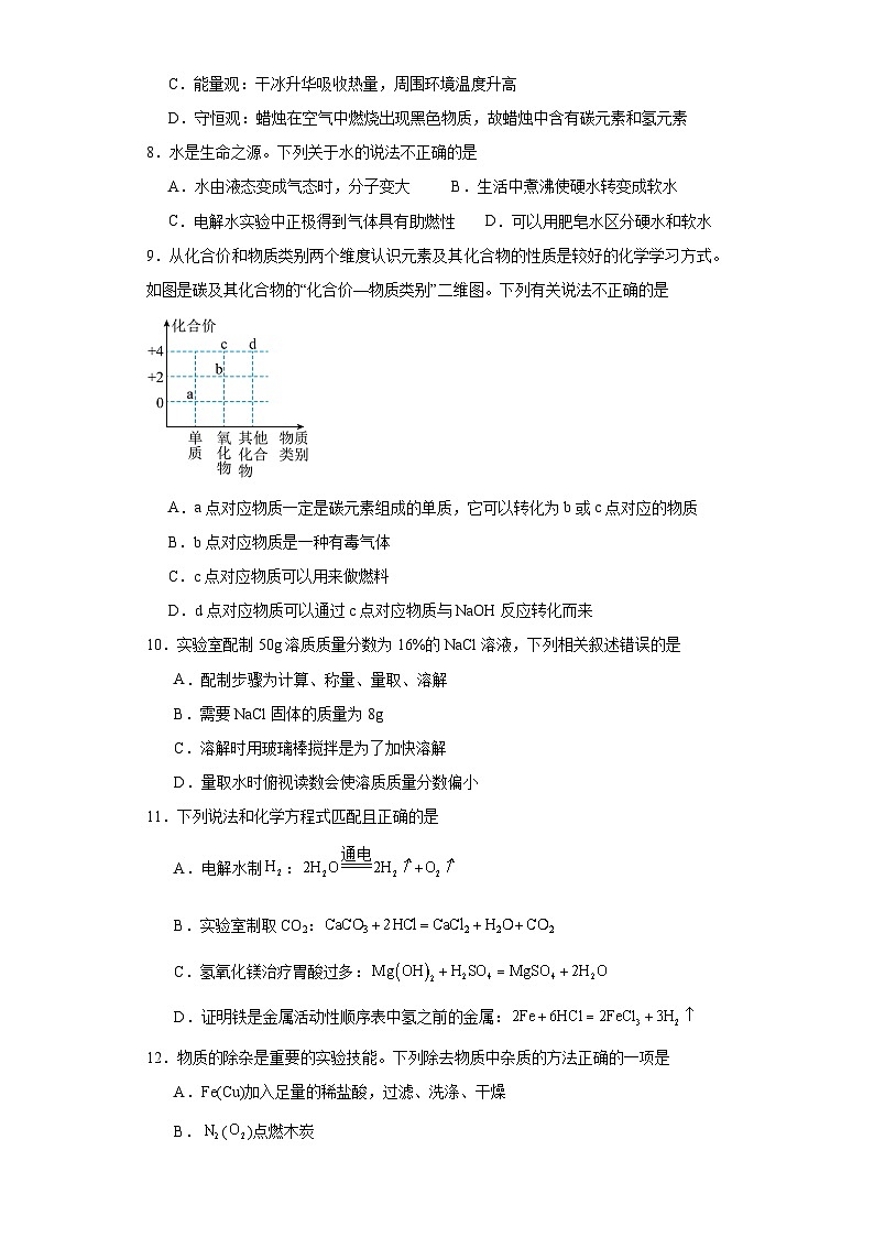 2024年河南省郑州市中招备考化学试题（二）02