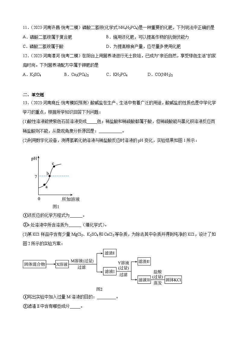 2023年河南省九年级化学中考模拟题分项选编：盐 化肥第3页