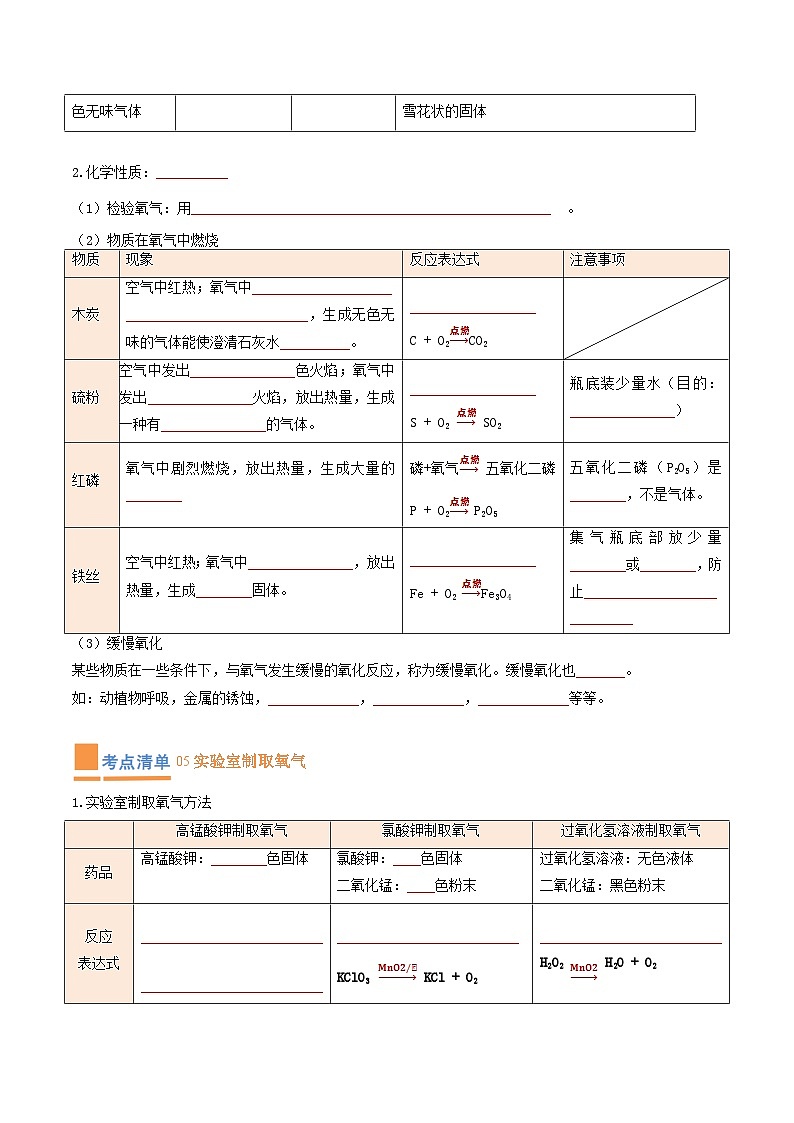 专题02 我们周围的空气【考点清单】（讲+练）-2023-2024学年化学九年级上册期中考点大串讲（人教版）（原卷版）第3页