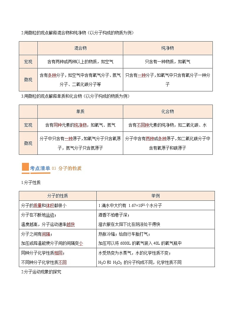 专题03 物质构成的奥秘【考点清单】-2023-2024学年化学九年级上册期中考点大串讲（人教版）02