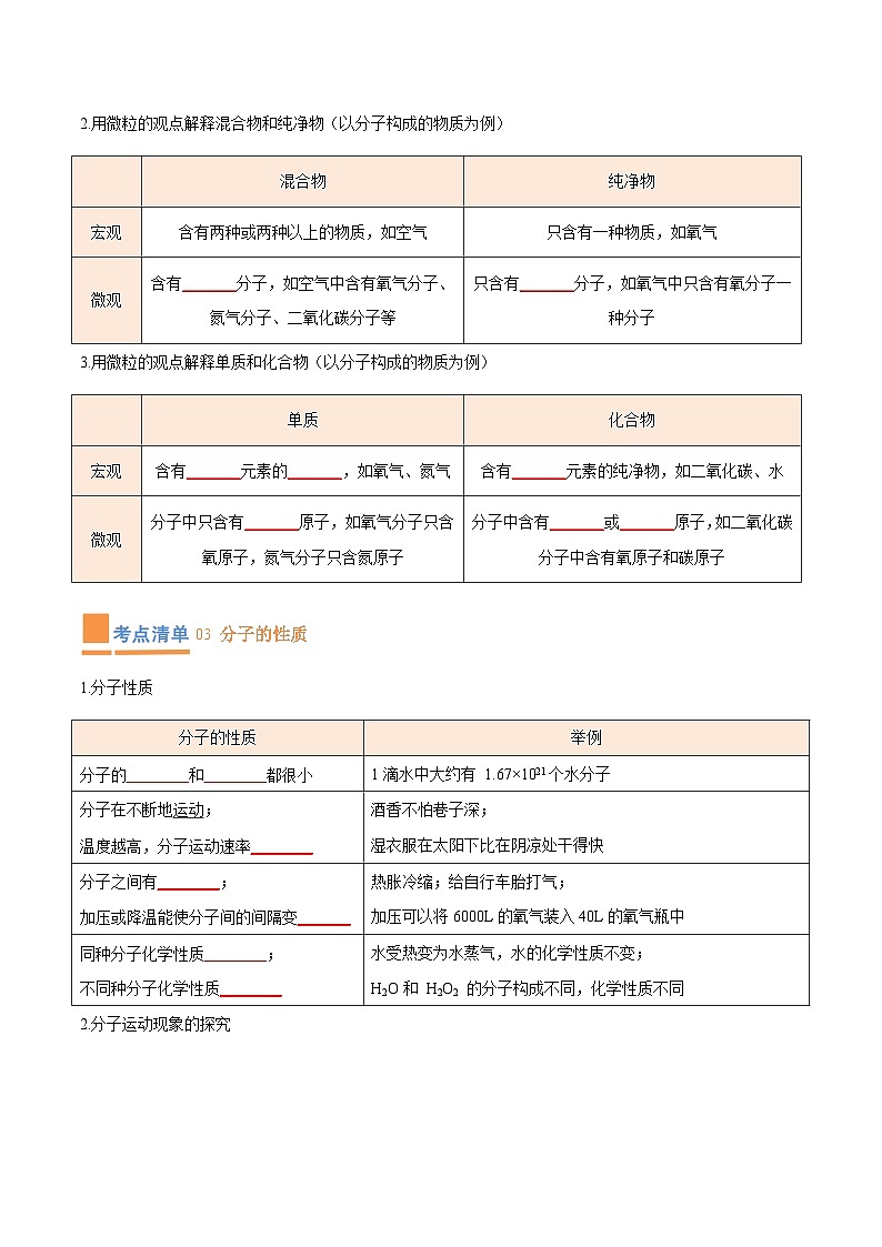 专题03 物质构成的奥秘【考点清单】-2023-2024学年化学九年级上册期中考点大串讲（人教版）02