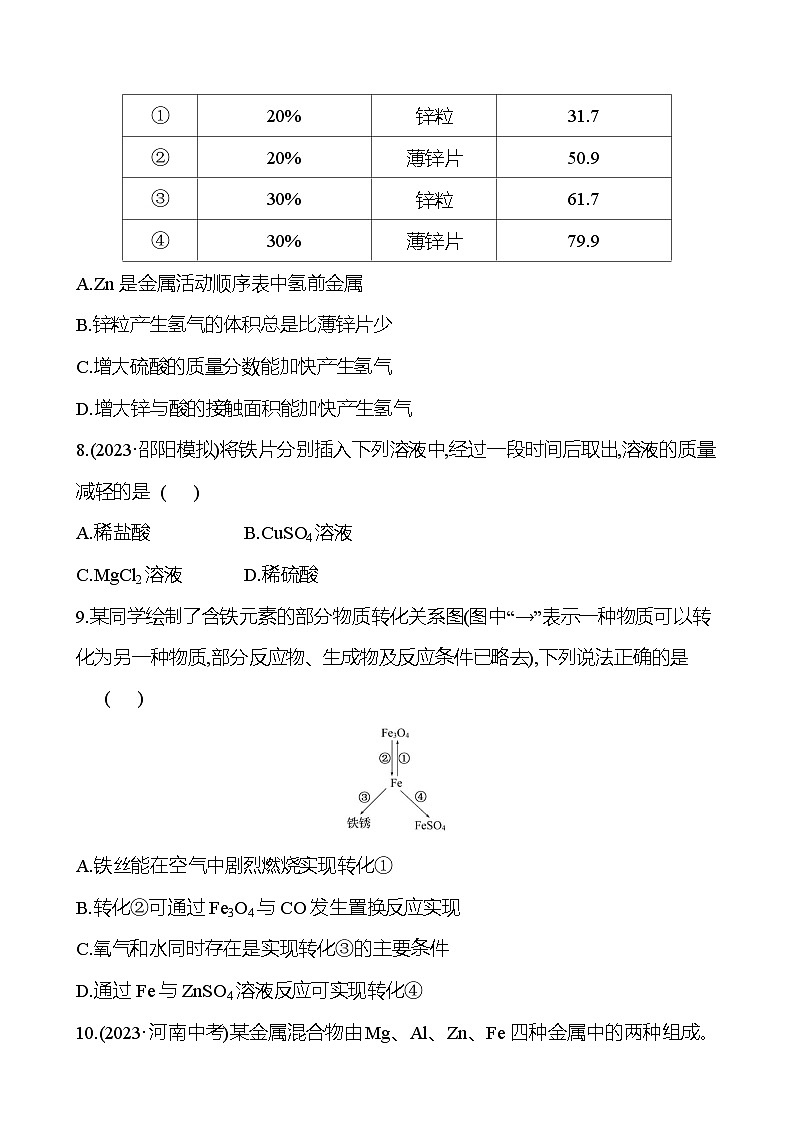 2023-2024 人教版化学 中考一轮复习 第八单元　金属和金属材料 提高练习 （学生版）（教师版）第3页