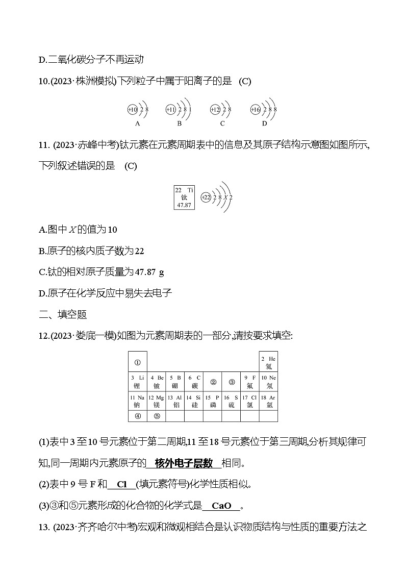 2023-2024 人教版化学 中考一轮复习 第三单元　物质构成的奥秘 提高练习 （教师版）第3页