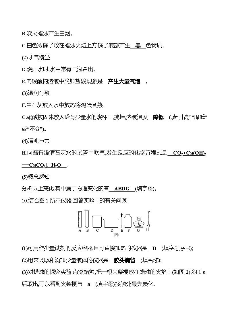 2023-2024 人教版化学 中考一轮复习 第一单元　走进化学世界 提高练习 （教师版）第3页