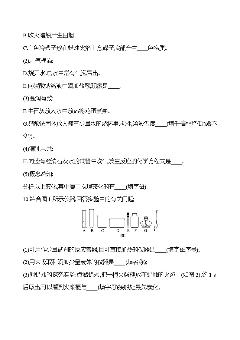 2023-2024 人教版化学 中考一轮复习 第一单元　走进化学世界 提高练习 （学生版）第3页