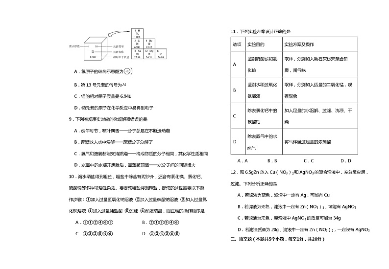 黑龙江省绥化市绥棱县克音河乡学校2023-2024学年九年级下学期3月月考化学试题第2页