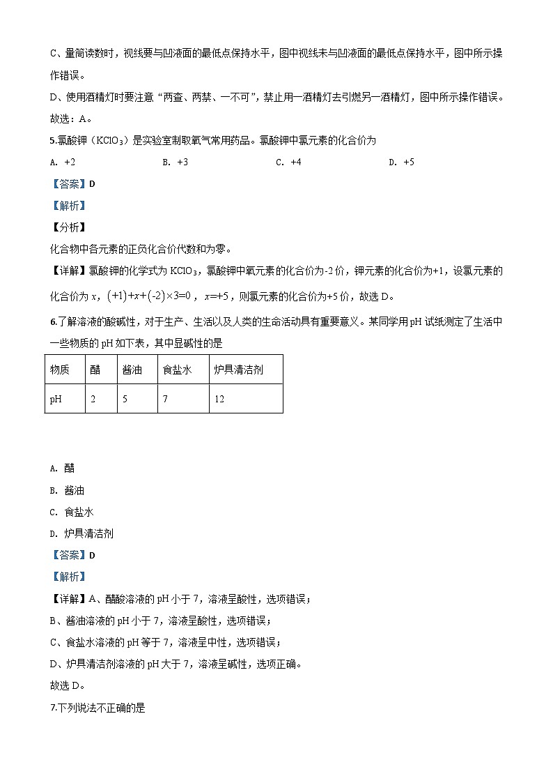 天津市2020年中考化学试题（含解析）03