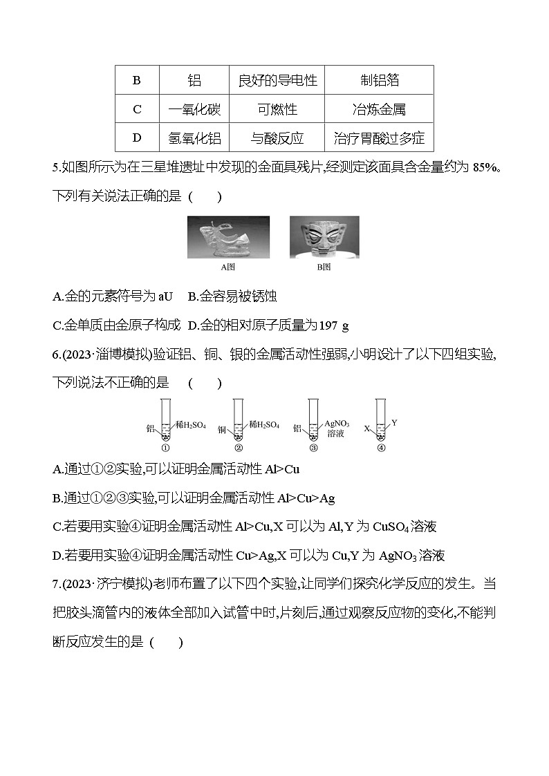 2023-2024 人教版化学 山东中考一轮复习 阶段素养评估(六) 试卷（学生版）第2页