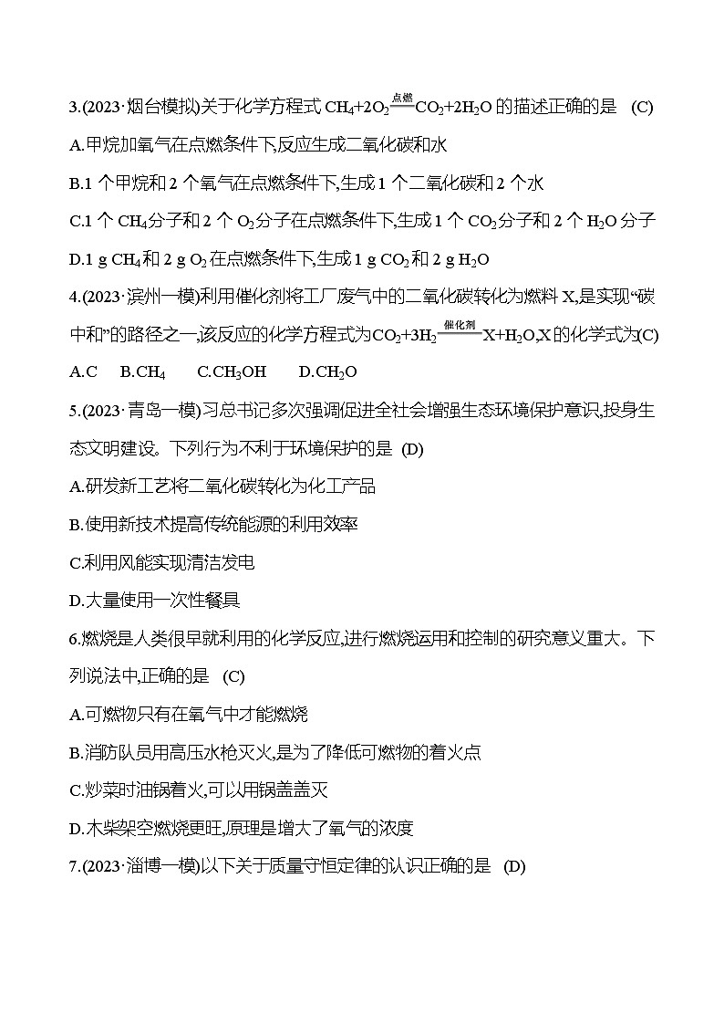 2023-2024 人教版化学 山东中考一轮复习 阶段素养评估(四) 试卷（教师版）第2页