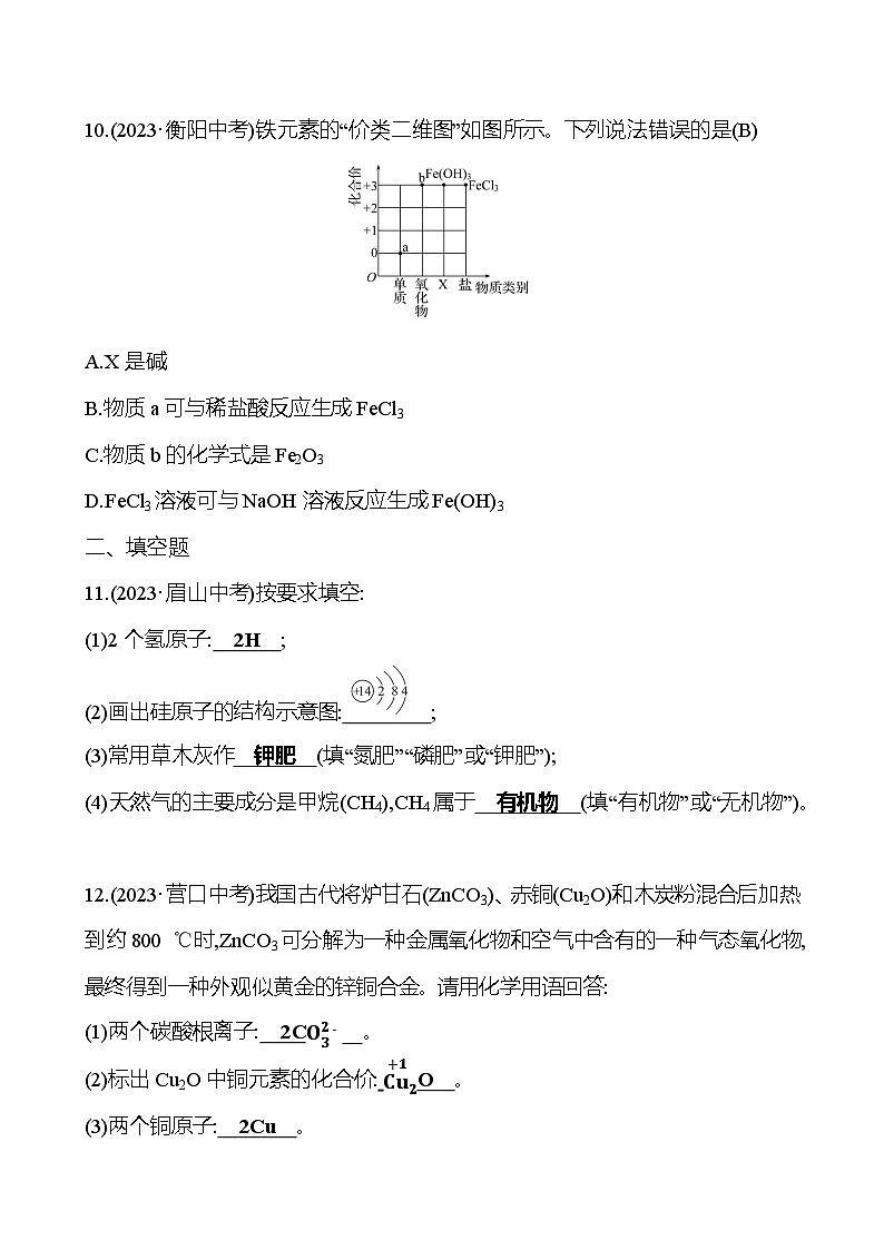 2023-2024 人教版化学 福建中考一轮复习 板块二　主题3　物质组成的表示 专题练习（教师版）第3页