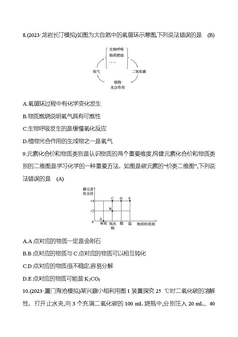 2023-2024 人教版化学 福建中考一轮复习 板块一　主题2　碳和碳的化合物 专题练习（教师版）第3页