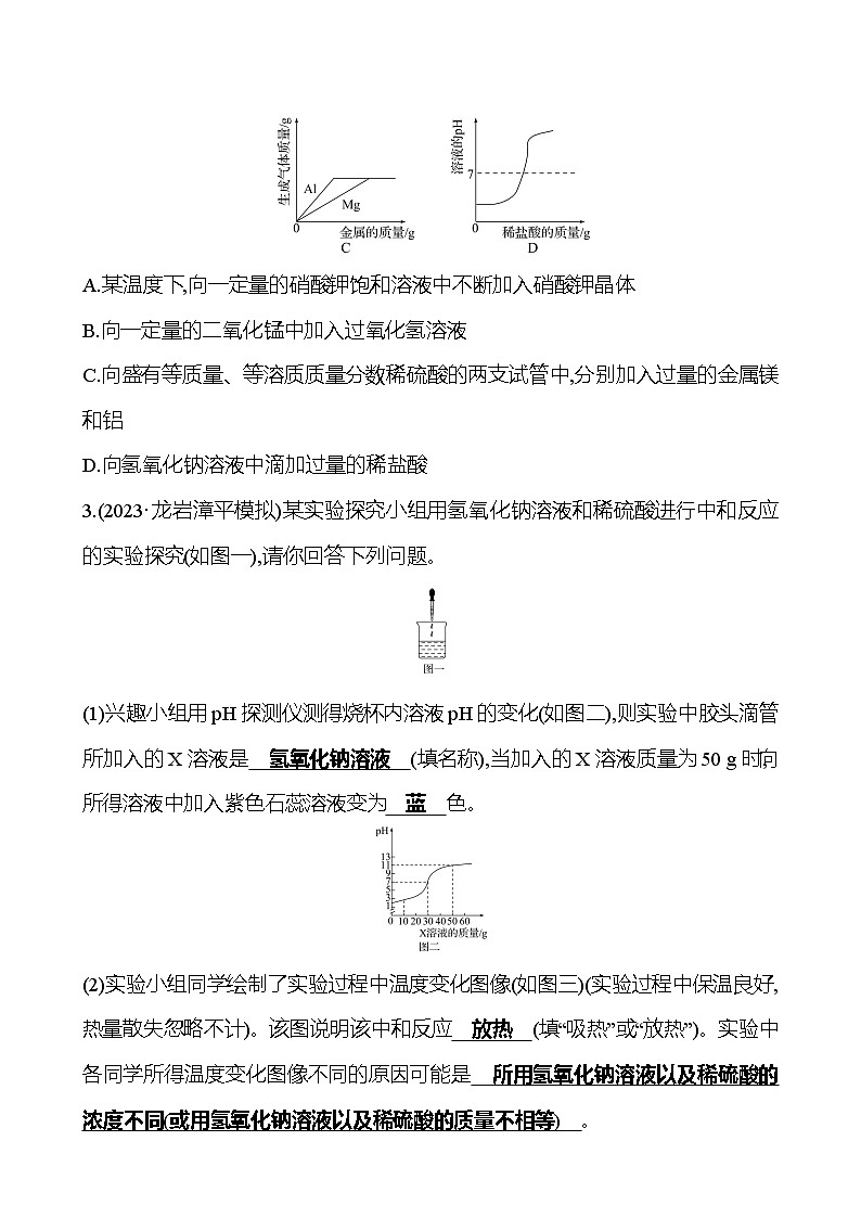 2023-2024 人教版化学 福建中考一轮复习 专题一　坐标曲线题 专题练习（教师版）第2页