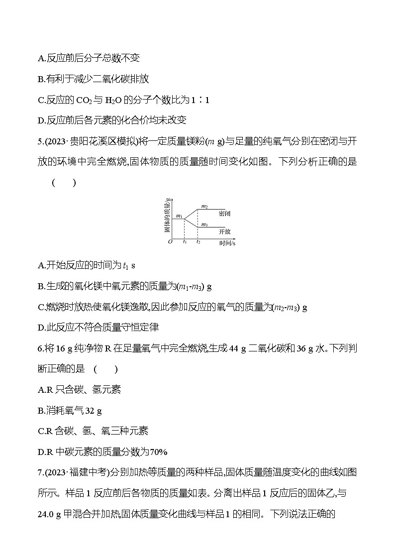 2023-2024 人教版化学 贵州中考一轮复习 板块三 第2讲　质量守恒定律 提高练习02