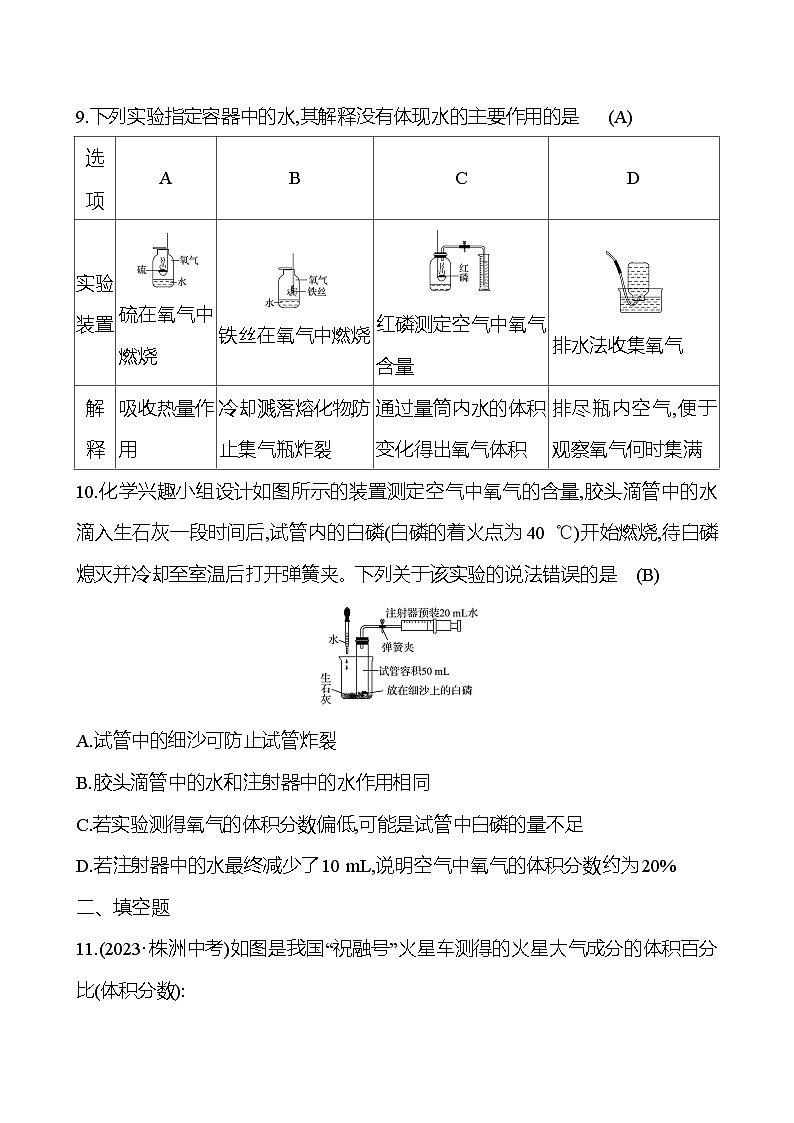 2023-2024 人教版化学 贵州中考一轮复习 板块一 第1讲　空气和氧气 提高练习 （教师版）第3页